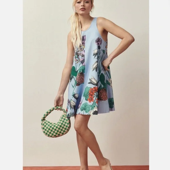 Anthropologie Maeve Mini Dress Keiko Blue Floral - Picture 1 of 11